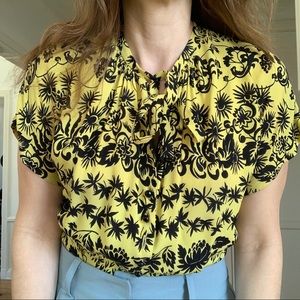 VINTAGE Silk Floral Print Blouse XS/S